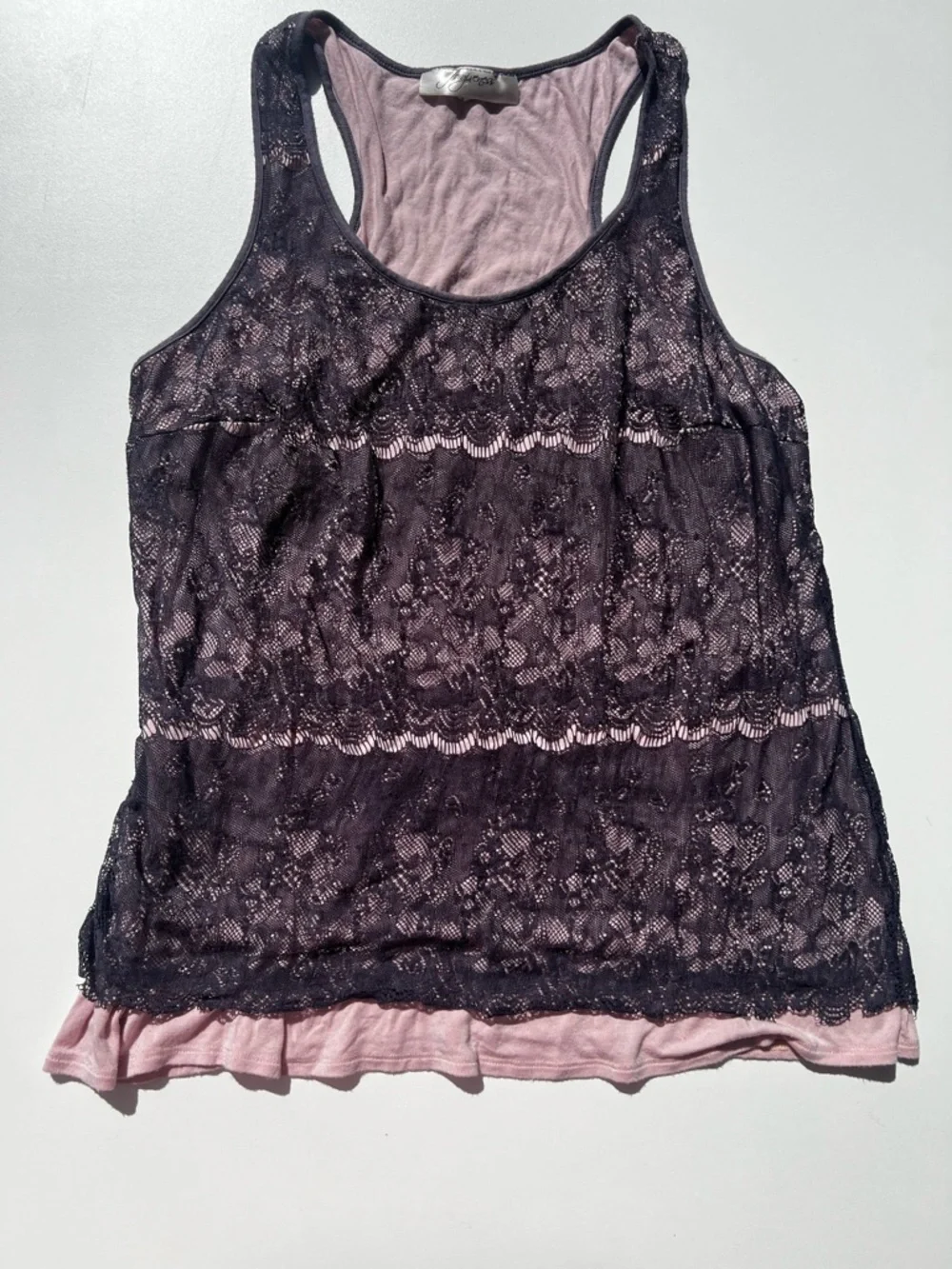 Layered Lace Racerback Tank - Pink & Purple - Picture 1 of 9